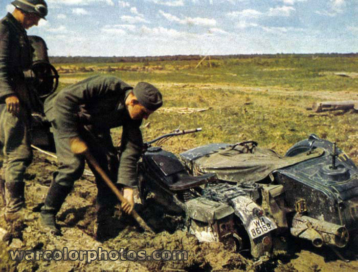 Motorcycle in mud