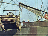 Unloading tanks in Tripoli