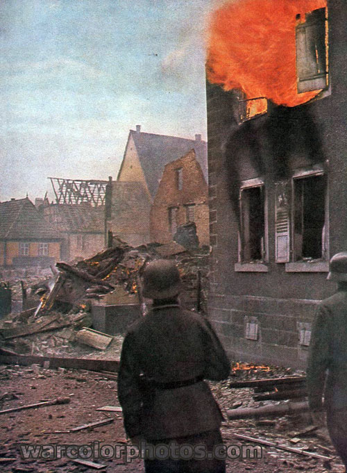 Burning house, France 1940